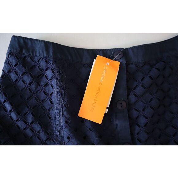 Cynthia Steffe 8337403 Women's Sz 4 Navy Blue Eyelet Textured Pencil Skirt - Picture 6 of 11